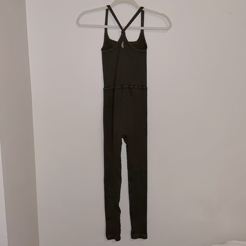 Free People Olive Green Ribbed Jumpsuit Romper